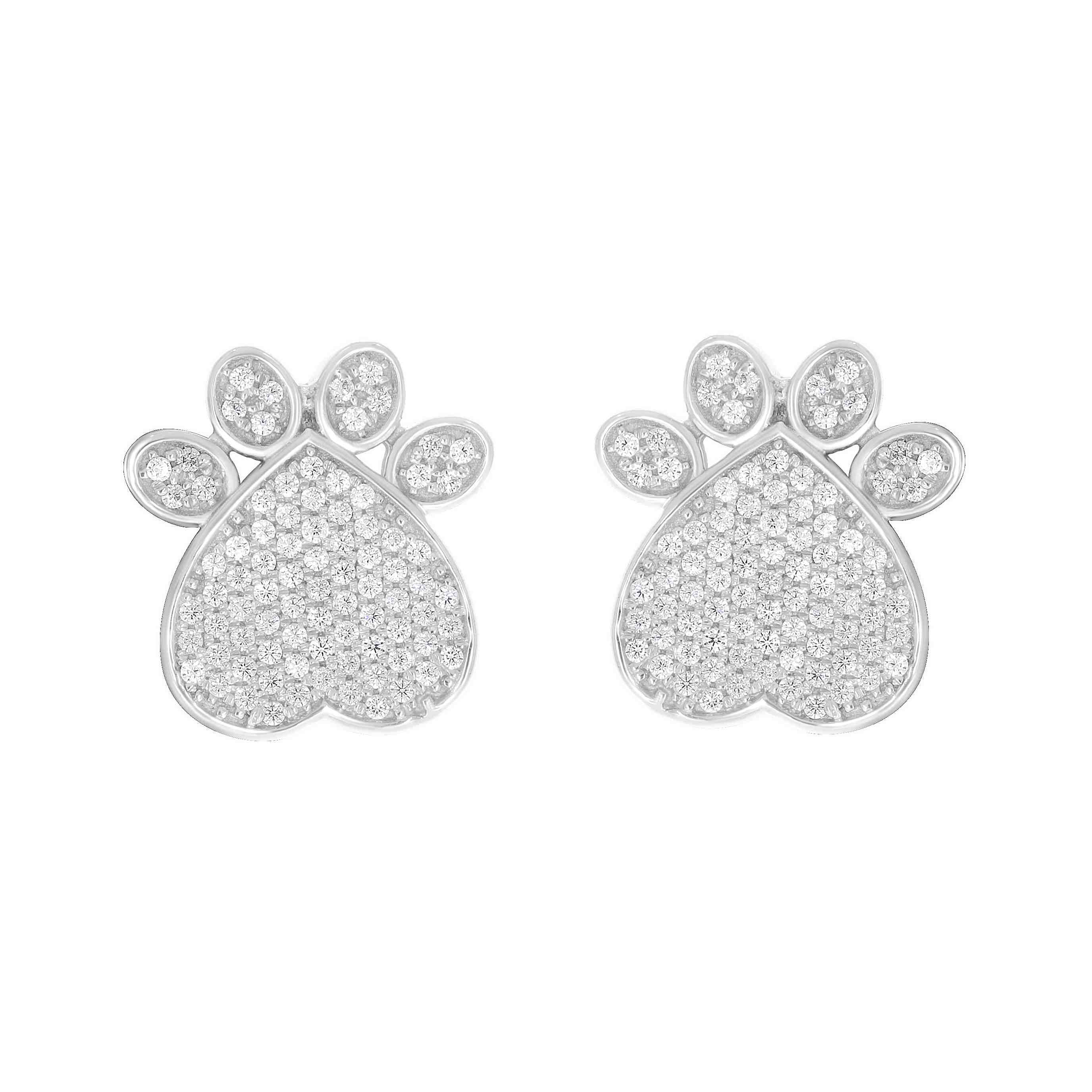 Pave Paw Print Stud Earrings ER21477A